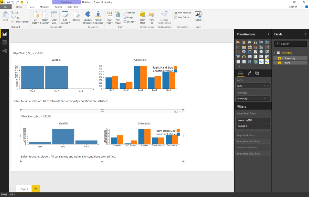 Power BI Custom Visual Created from Excel Model