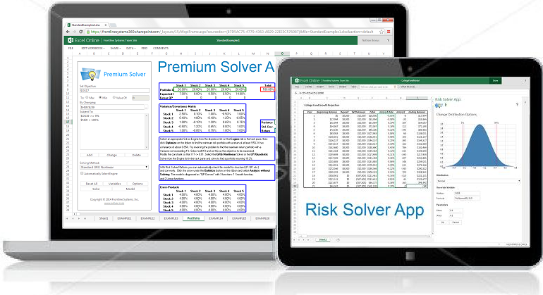 Excel Online: Risk Solver App and Premium Solver App