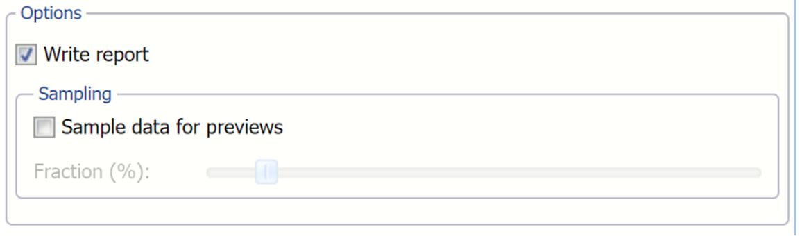 Options section on the Analyze Data dialog