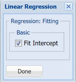 Linear Regression Parameters Dialog