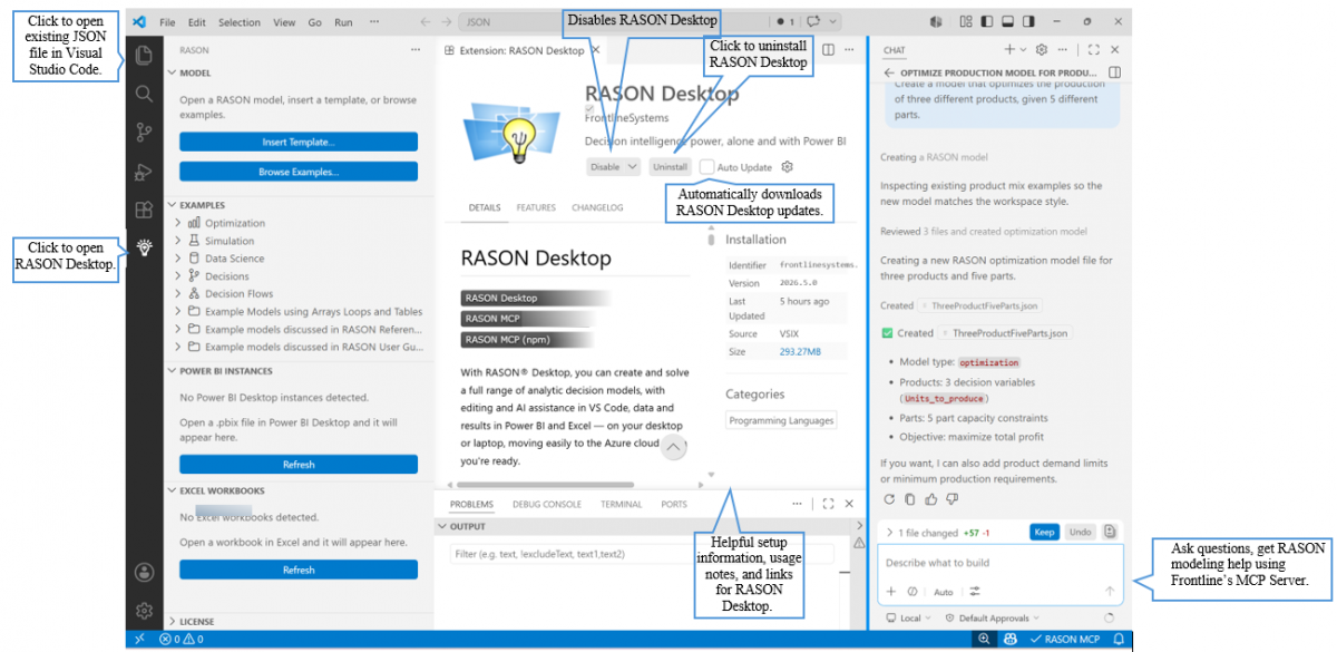 RASON Desktop Visual Code Extension Welcome Screen