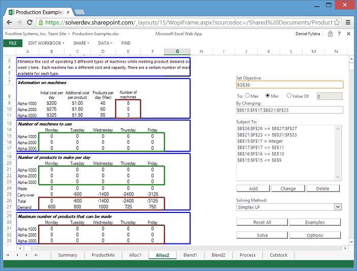Solver App for Office 365, SharePoint 2013 and Excel 2013
