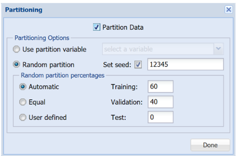 Partitioning "On-the-fly" dialog